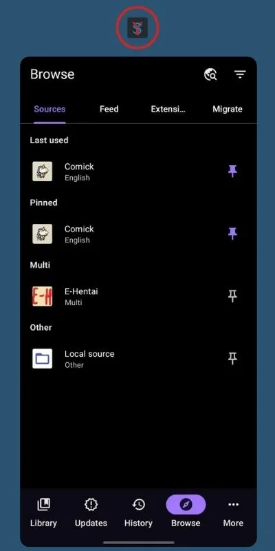 browse feature of tachiyomi